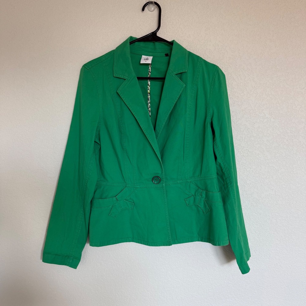 Cabi Green Single Button Bow Pocket Blazer Jacket Small Y2K Preppy